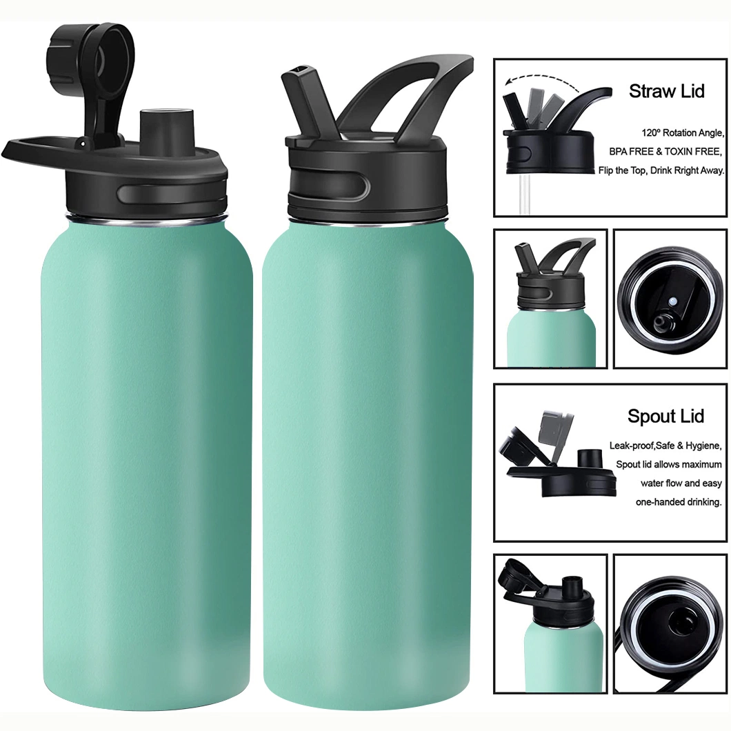 Wholesale Eco-Friendly BPA Free Leak Proof Metal Canteen Mug Gym Hydro Sports Flask Vacuum Thermos Stainless Custom Steel Insulated Water Bottle with Straw 32oz