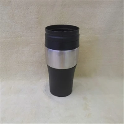 Tazza da viaggio in acciaio inossidabile da 400 ml con coperchio in plastica (SH