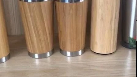 350 / 500ml Nuova vendita calda Boccetta per vuoto in acciaio inossidabile Bottiglia sportiva portatile per esterni in bambù creativo europeo e americano Può essere tazza all'ingrosso